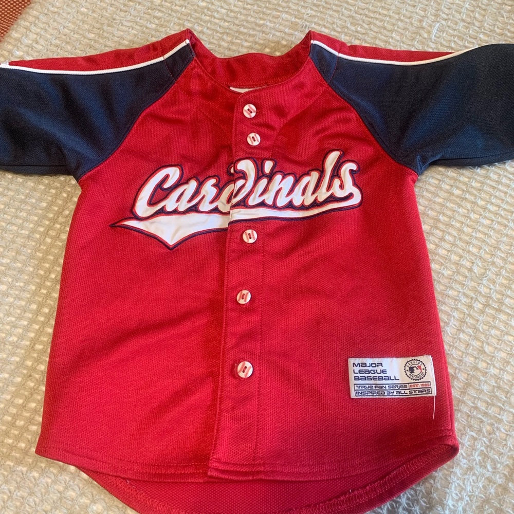 Little kids cardinal jersey button up pujols